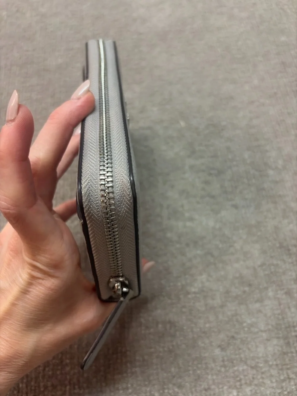 kate spade Silver-Tone Logo Pebbled Leather Wallet